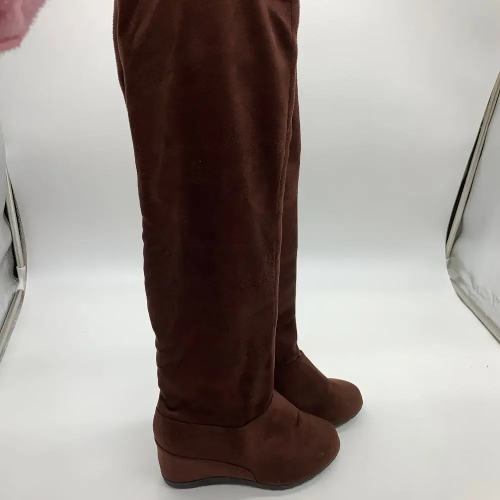 Women's Brown Boots Size 6.5 Over The Knee Wedge Boot